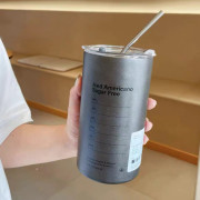 8369 冰美式～大容量保溫保冷吸管咖啡杯+不鏽鋼吸管