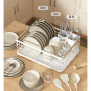 9121 日式自動瀝水廚房雙層碗碟大容量水槽碗筷架
